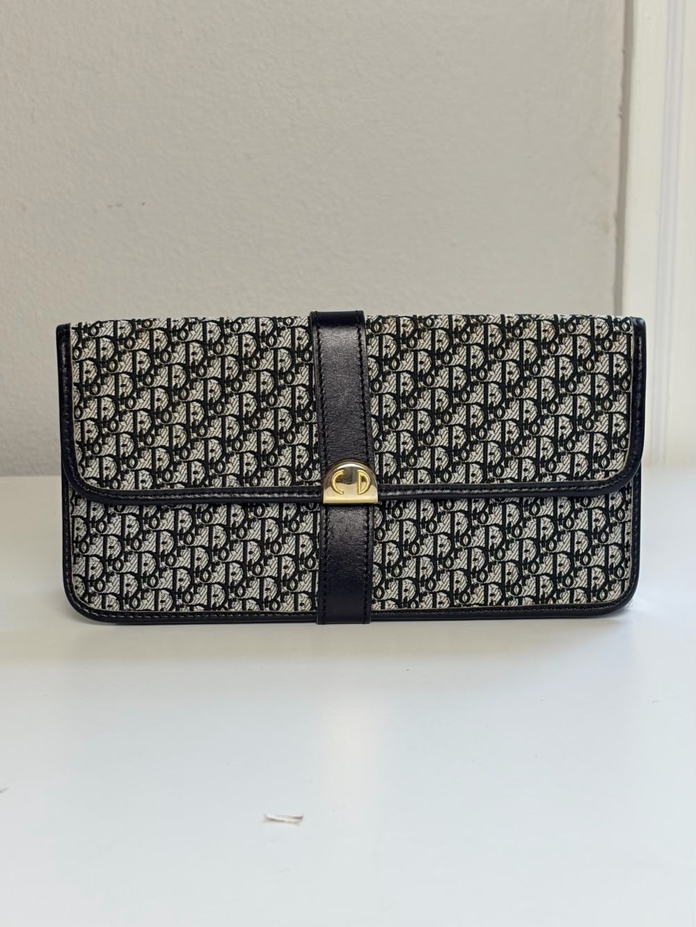 Dior Black & Ivory Oblique Mini Clutch